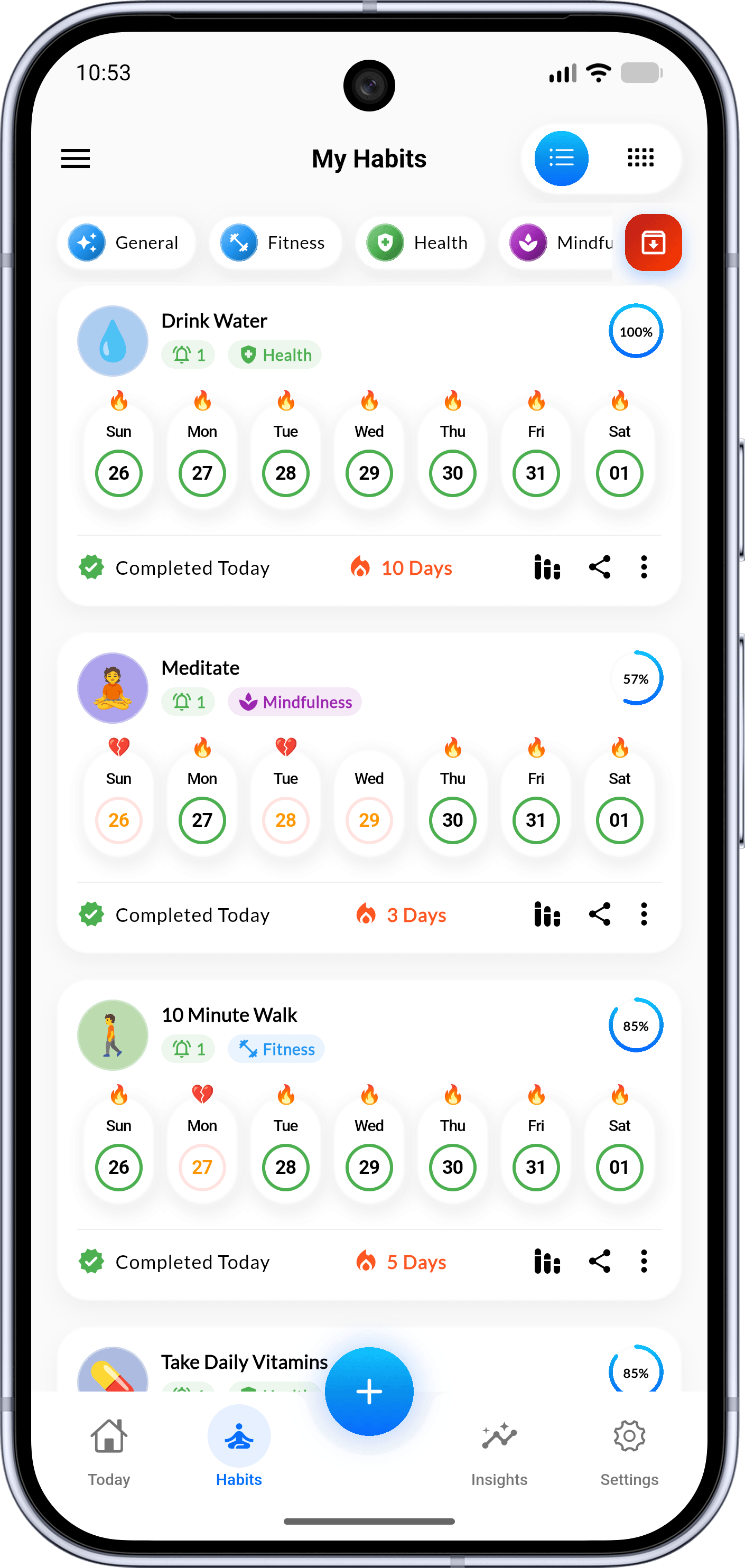 Habigrow App Interface - Daily Habit Dashboard 1