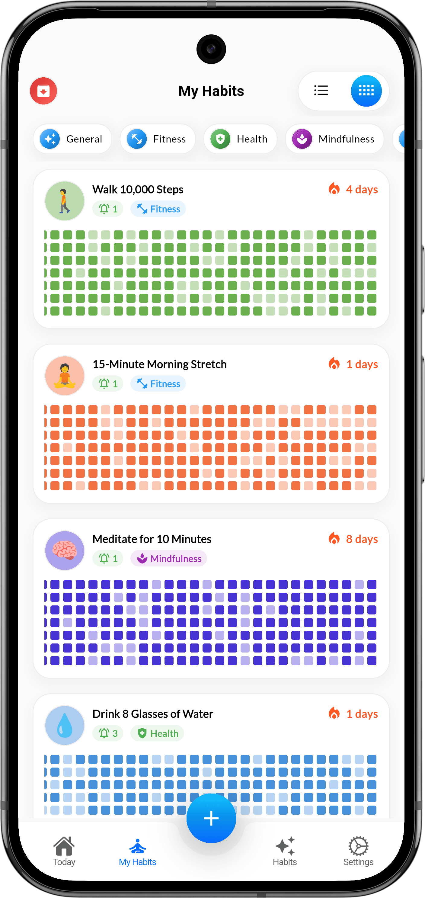 Track Your Progress step illustration showing Habigrow app interface